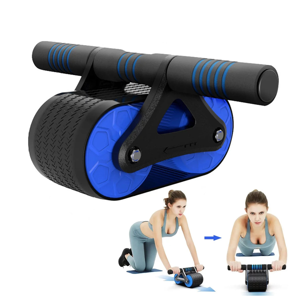Roller Wheel with Knee Mat for Abdominal Exercise, Core Workout Equipment with Automatic Rebound Assistance and Resistance Springs with Ergonomic Handle