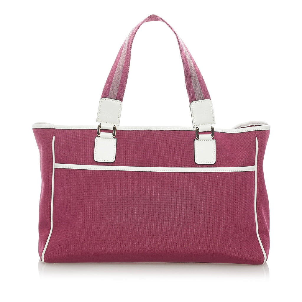Pre-Owned Authenticated Gucci Web Tote Bag Canvas Fabric Pink Women (Good)