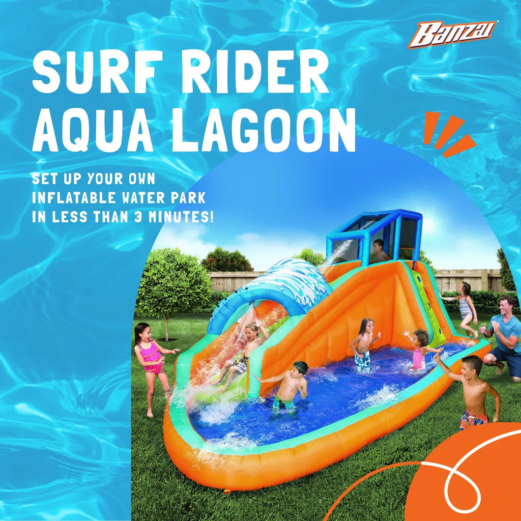Banzai Surf Rider Kids Inflatable Outdoor Lagoon Water Slide Splash Park