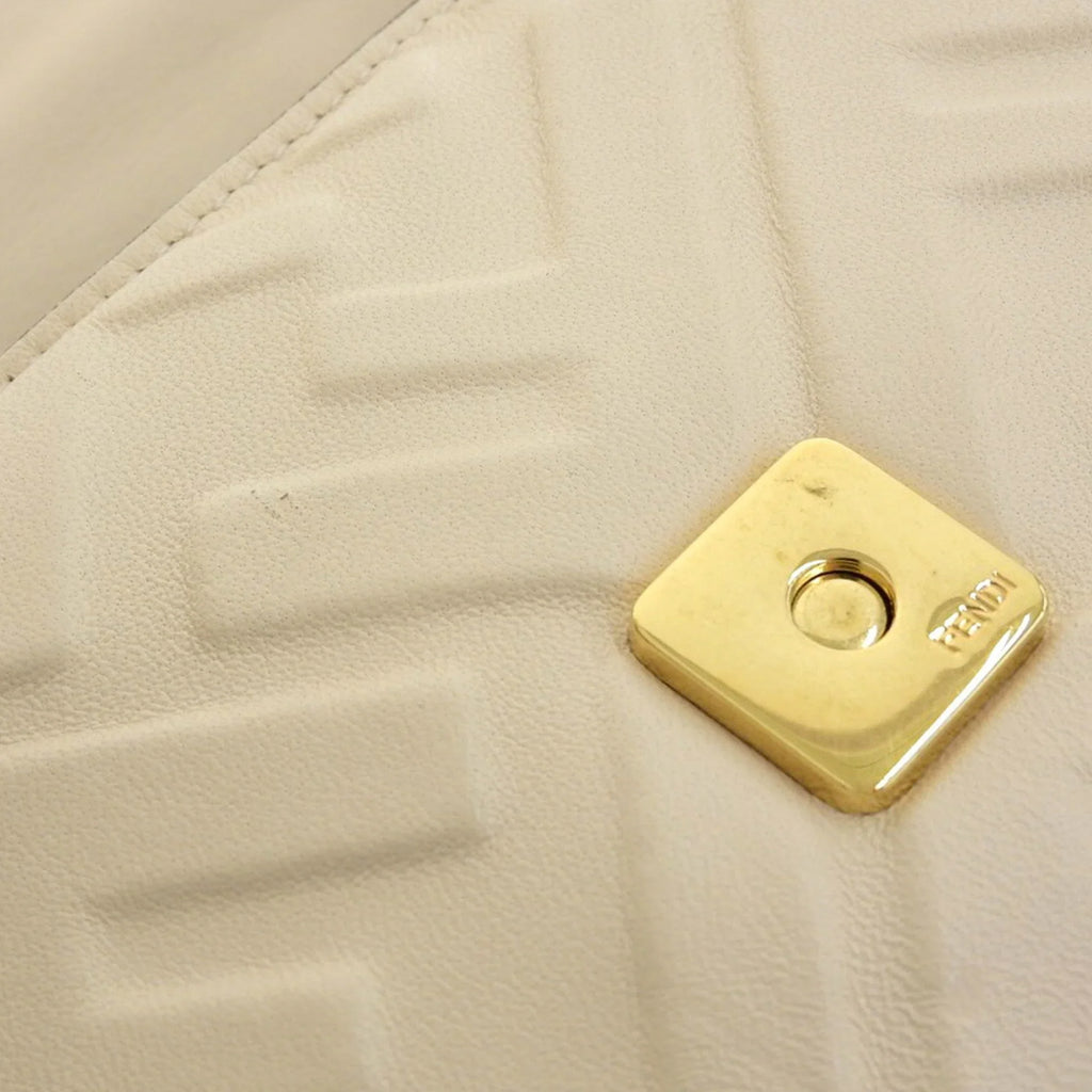 Pre-Owned Fendi  Baguette Small Logo  Pattern 2WAY Bag Chain Shoulder Lamb Leather 8BS017 (Good)