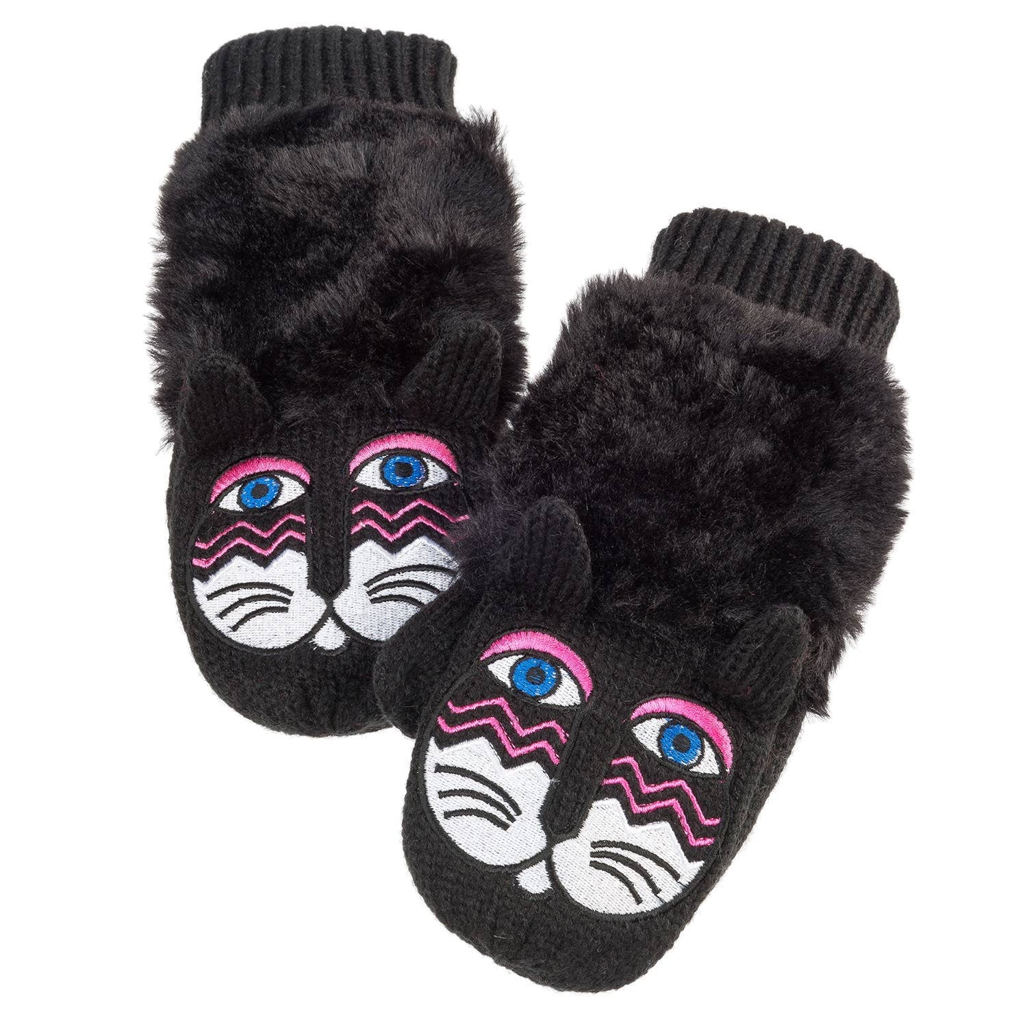 Laurel Burch Fuzzy Black Cat Mittens