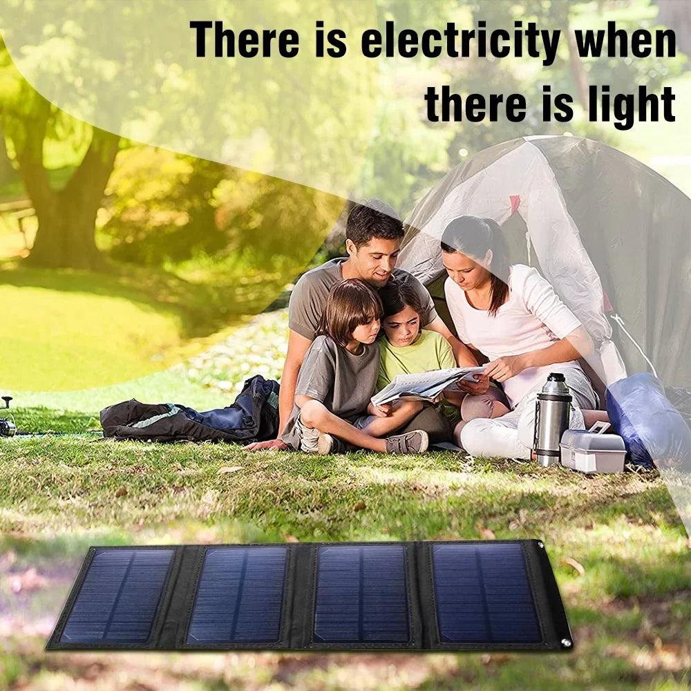 80W Outdoor Foldable  Solar Panel Power Bank for Camping Hiking