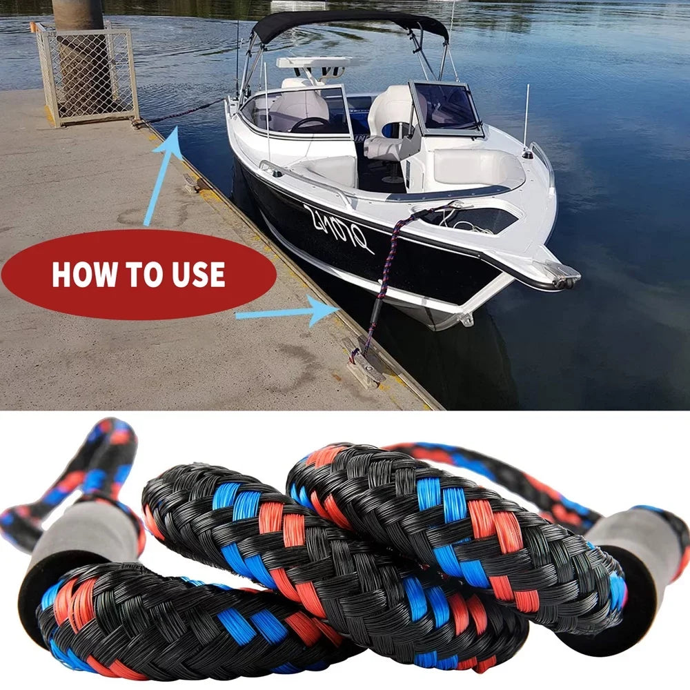 Aptoco 4Pcs Boat Bungee Dock Lines Dock Rope Mooring Line Boat Accessories Docking Ropes for Boats Kayak, Jet Ski, Pontoon, Christmas Gifts