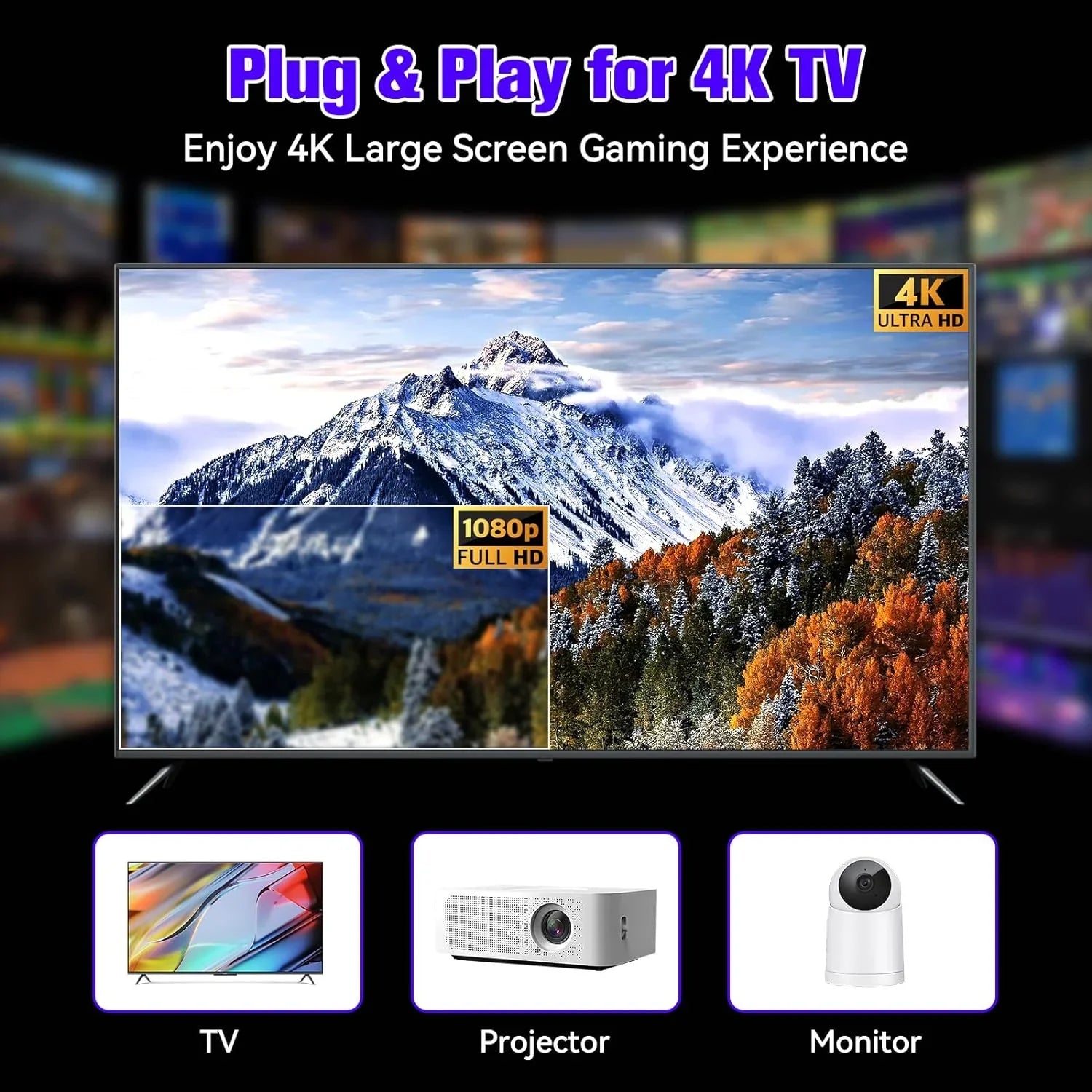 Game Stick 64G, 25,000+ Retro Games, Compatible with 12 Emulator Console, Wireless Retro Game Console Support 4K  Output, Plug and Play Video Games for , 2.4G Wireless Controllers