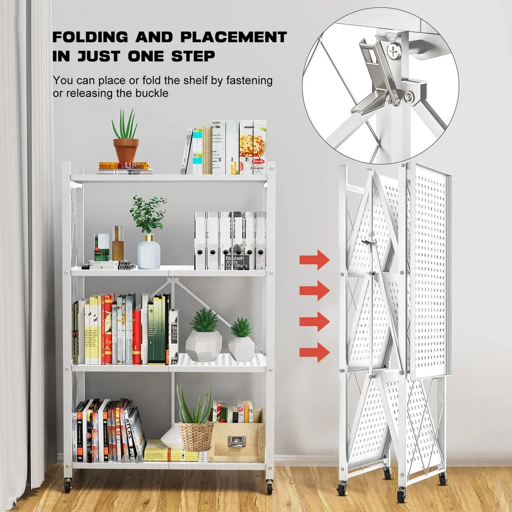 QRInnovations 3/4 Tier Heavy Duty Metal Rack Storage Modern Style Shelving White