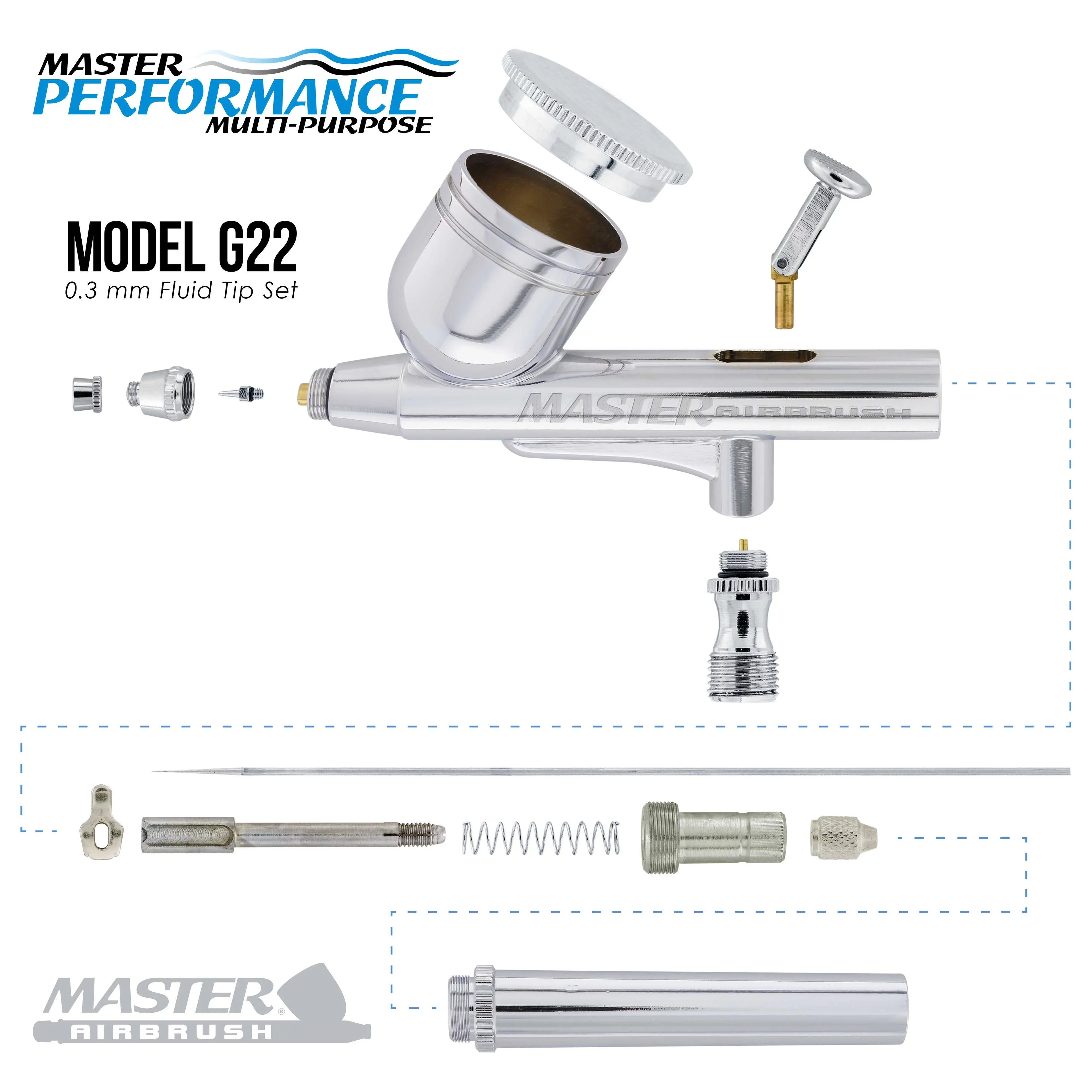 Master Airbrush Multi-Purpose Gravity Feed Airbrushing System Kit - 6 Primary Opaque Colors Acrylic and Air Compressor