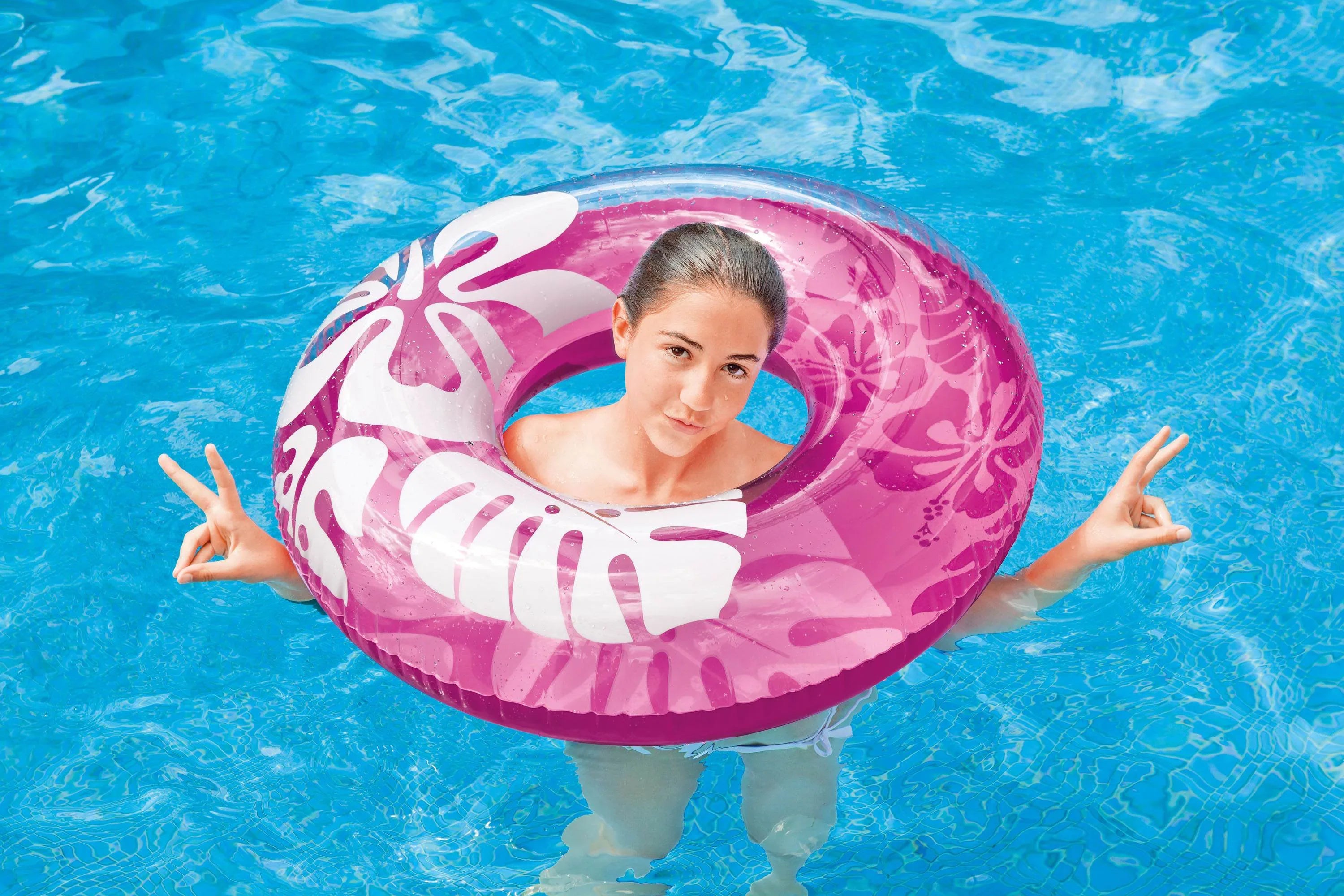 Intex Colorful Transparent Inflatable Swimming Pool Tube Raft (6 Pack) | 59251EP