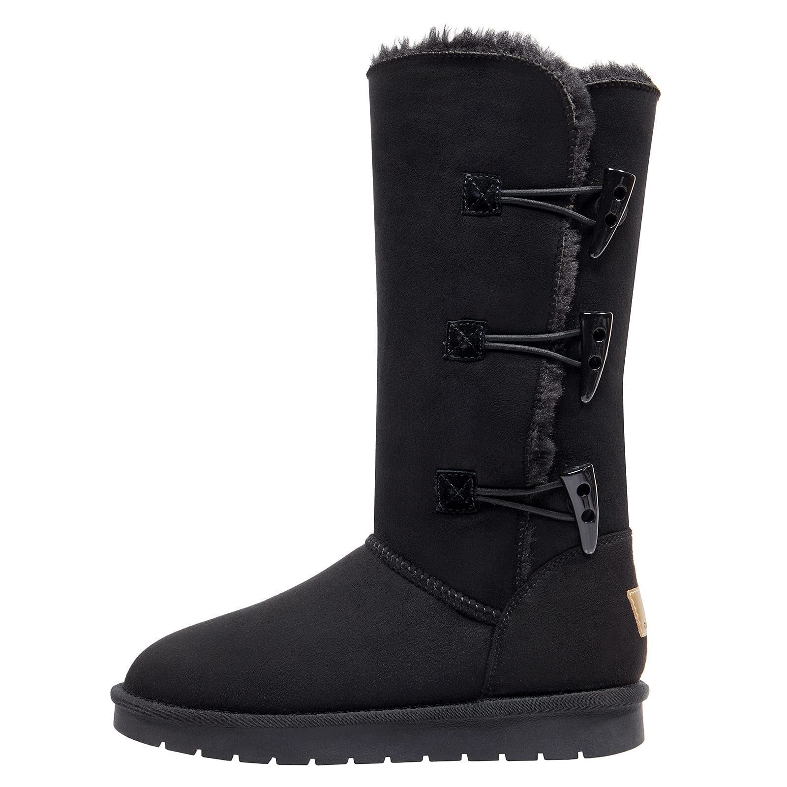 Winter Tall Boots for Women Snow Boot Button Fashion Black Boots Knee High Classic Slip On Boot Outdoor Shoes