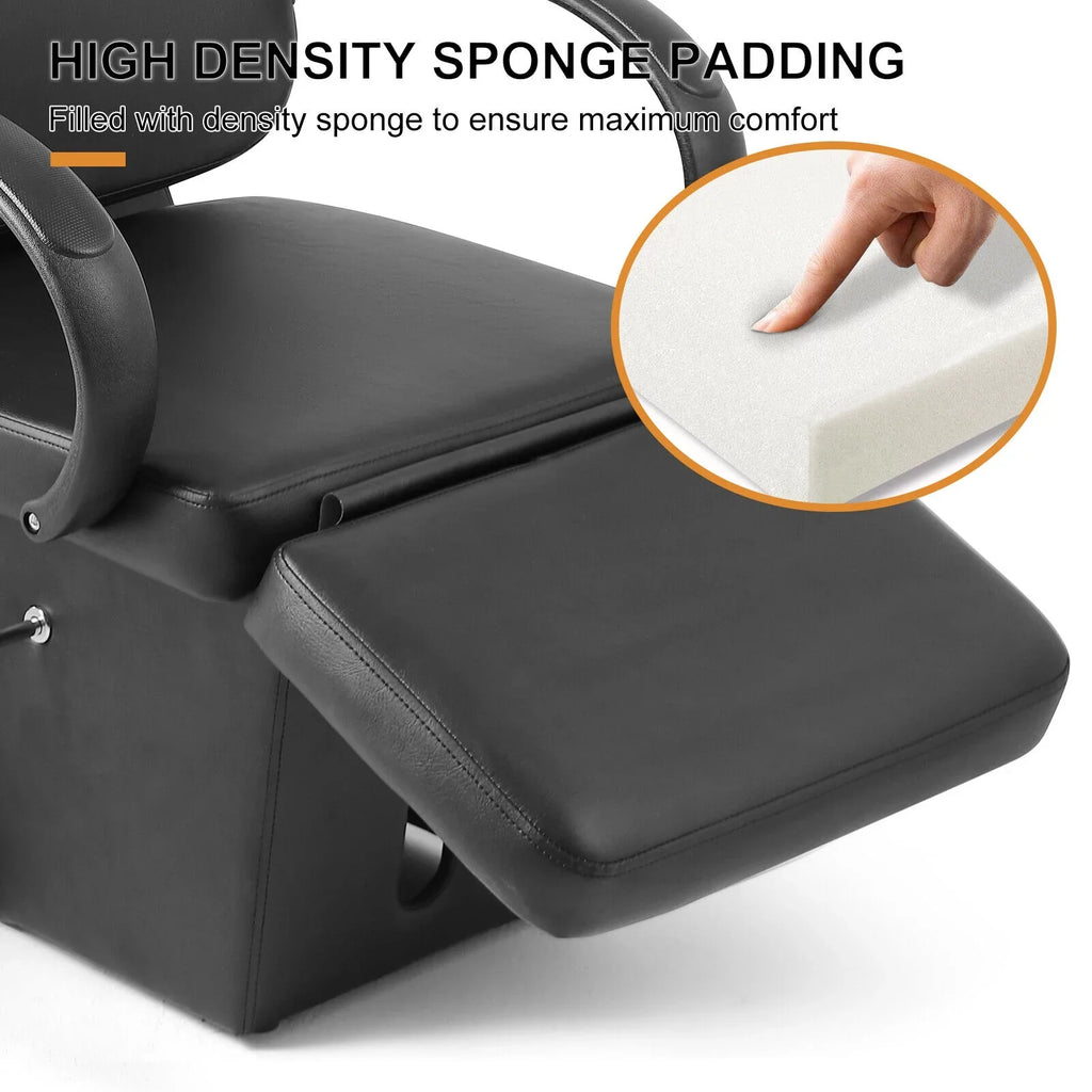 Artist Hand Black Shampoo Bowl and Chair Backwash Sink Salon Spa Beauty Tattoo with Adjustable Ceramic Bowl, Footrest