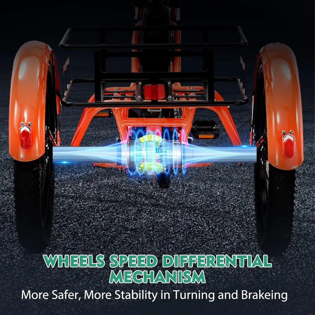 16MPH 500W 48V 14.5Ah 20" Electric Folding Tricycle for Women, Electric Motorized Tricycle Adult, Fat Tire 3 Wheel Electric Bikes, Step-Thru 1-Speed Electric Trike for Senior, Men