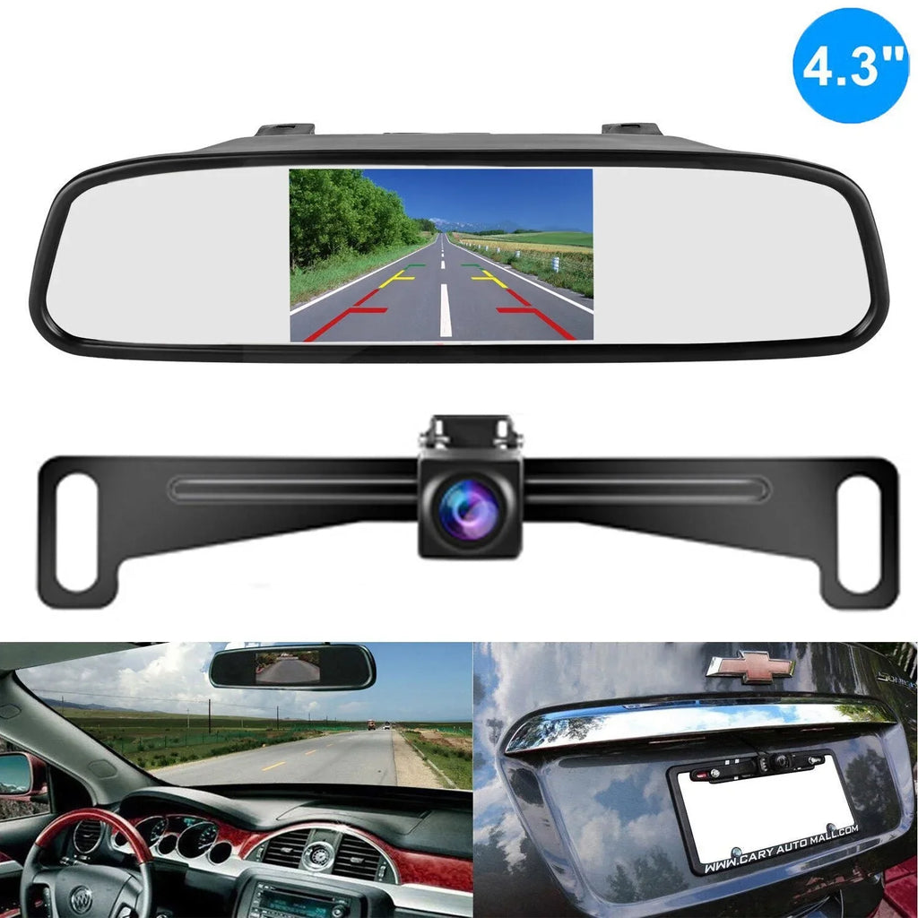 4.3inch  Monitor Car Backup Reverse Camera Rear View Parking License Plate System