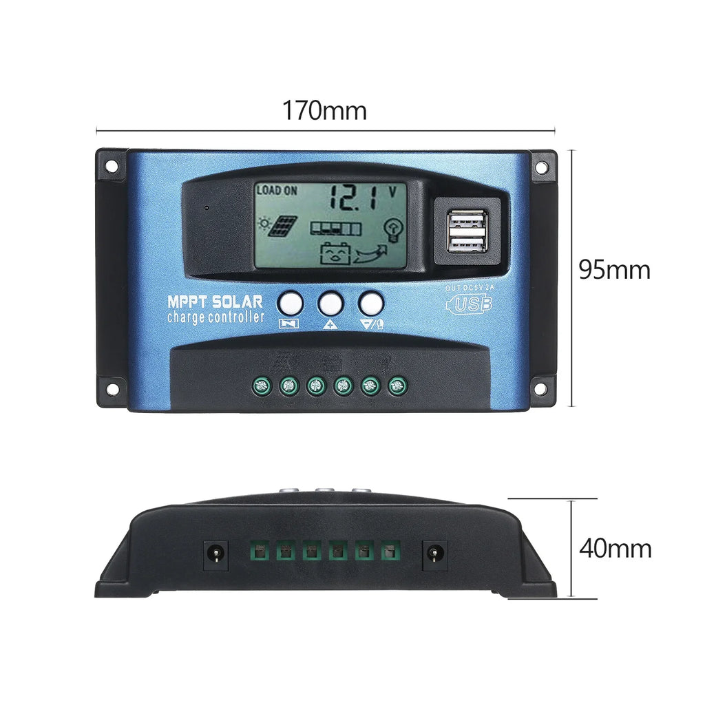 Solar Charge Controller Dual  Solar Controller Smart  Screen  Tracking 5V/2A Dual  Output 12V/24V Automatic Identification