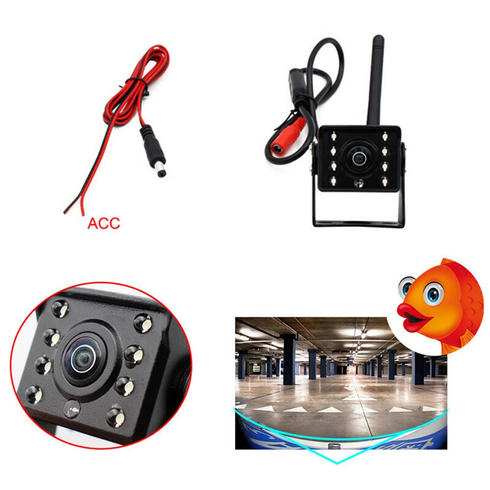Htovila WiFi Wireless Car Rear View Camera Truck Bus ~36V Automobile  Reverse  Night Vision Backup Camera,  Waterproof Wireless Reversing Monitor