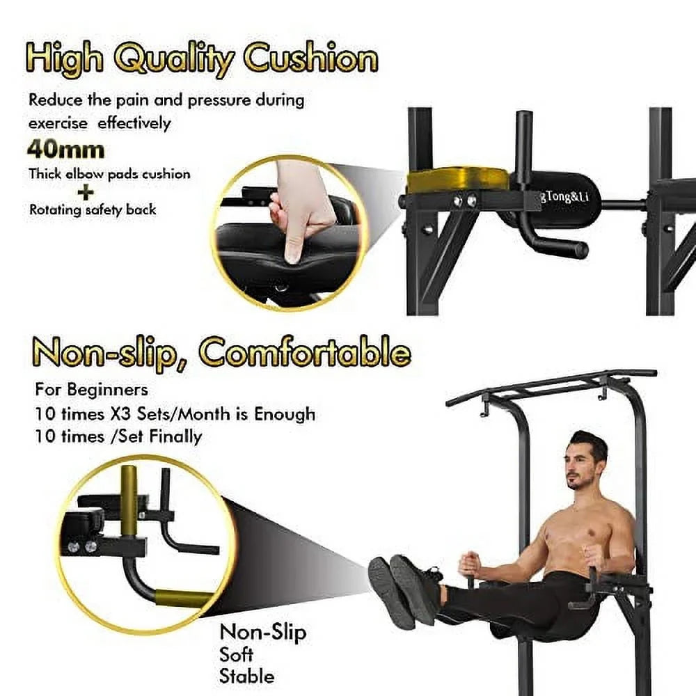 BangTong&Li Power Tower, Pull Up Bar Dip Station/Stand for Home Gym Strength Training Workout Equipment Newer Version