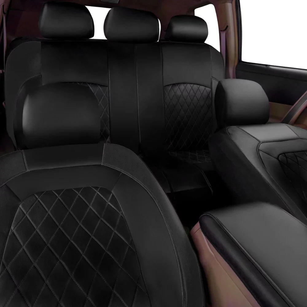 Andoe 9 Pcs Car Seat Cover, 5 Seats  Leather Universal Seat Cover Full Set Auto Interior Accessories for Auto Trucks Van