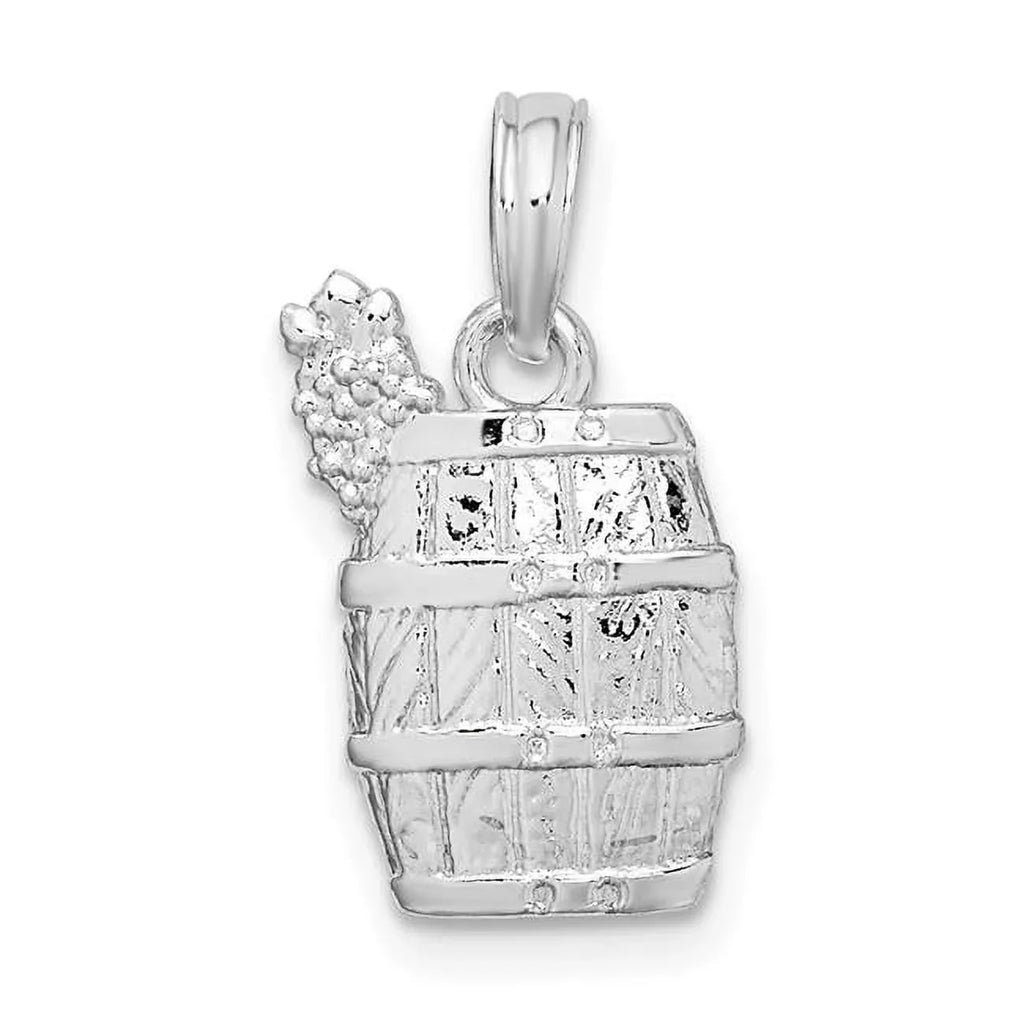Finest Gold Sterling Silver Polished wine Barrel with Grapes Pendant