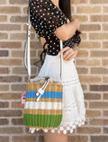 Kate Spade Buoy Wicker Medium Bucket Shoulder Crossbody Drawstring Bag