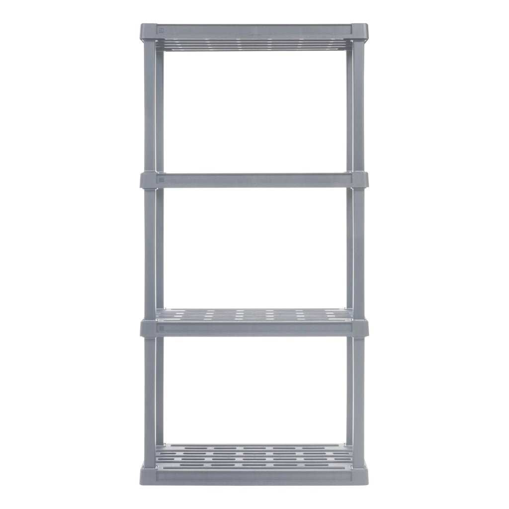 4-Tier Plastic Rack Storage Shelf with 160 lb. Total Capacity, Elephant Gray
