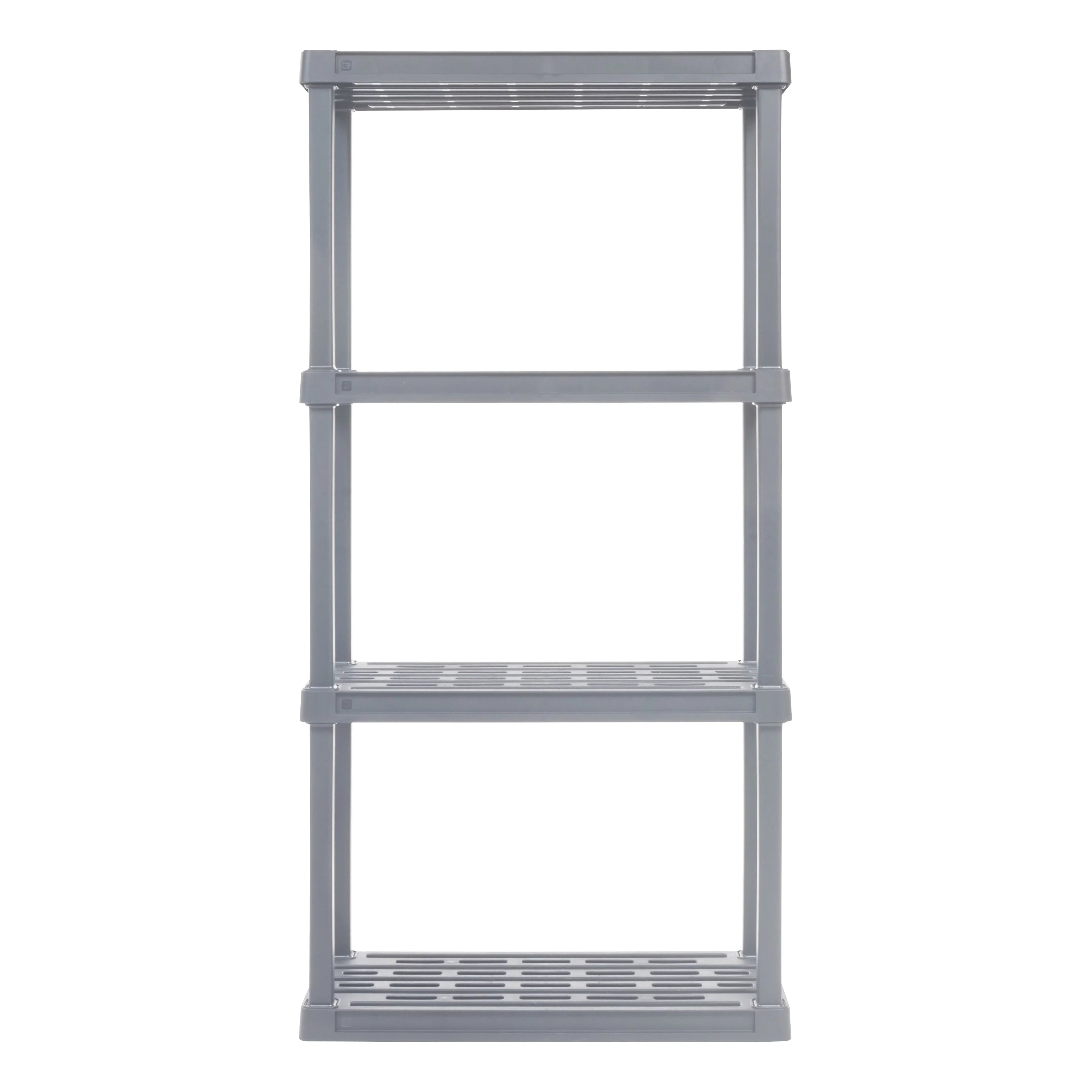 4-Tier Plastic Rack Storage Shelf with 160 lb. Total Capacity, Elephant Gray