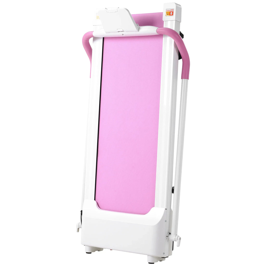 Treadmill Folding Treadmill for Home Portable Electric Motorized Treadmill Running Exercise Machine Compact Treadmill for Home Gym Fitness Workout Walking, No Installation Required, White&Pi