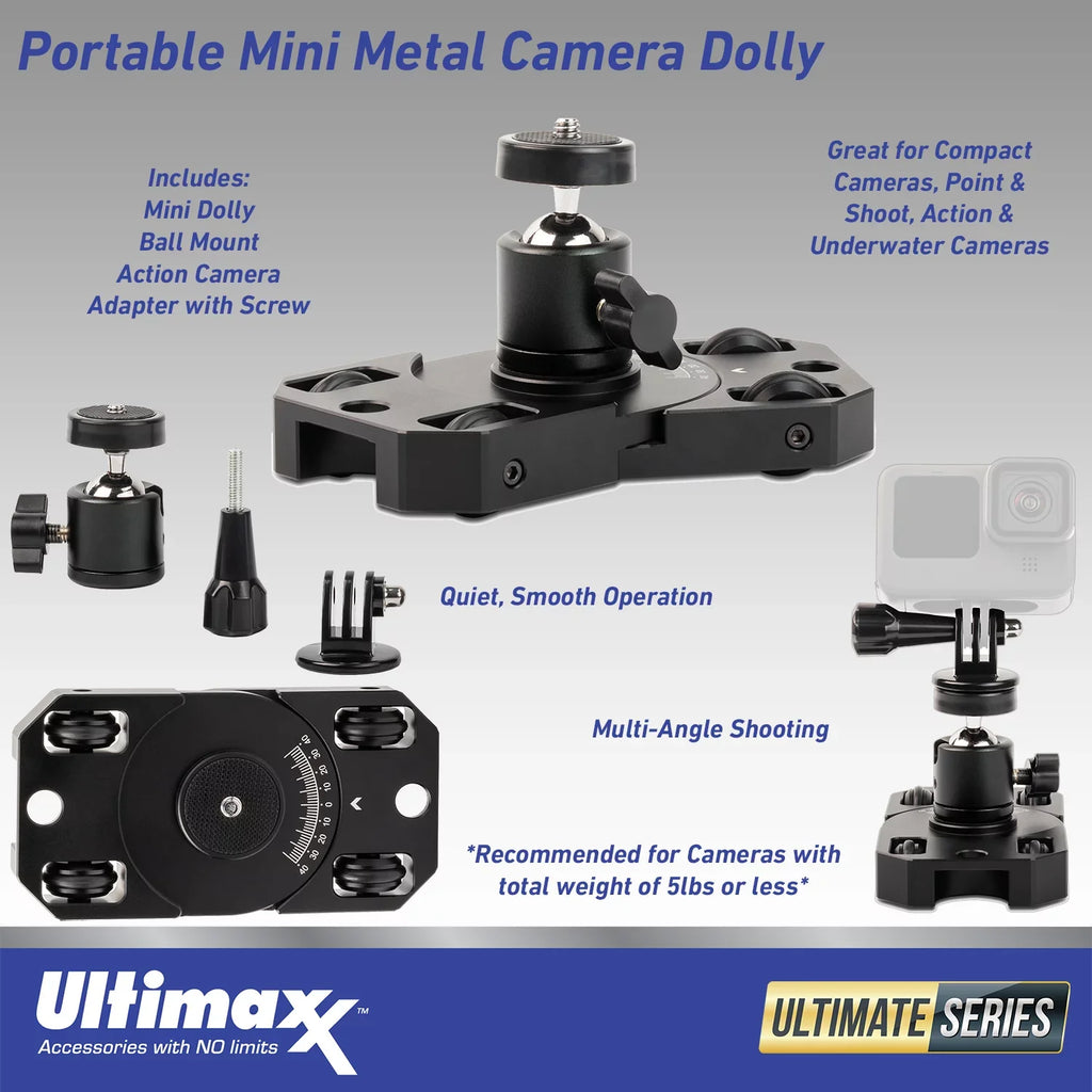 Ultimaxx Advanced Insta360  3 Action Camera Bundle (64GB) - Includes: 1/4” Screw Adapter for Action Cam Mounts, Mini Metal Dolly & More (25pc Bundle)