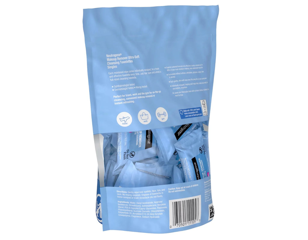 Neutrogena Makeup Remover Cleansing Towelette, Singles, 20 Ea, 6 Pack