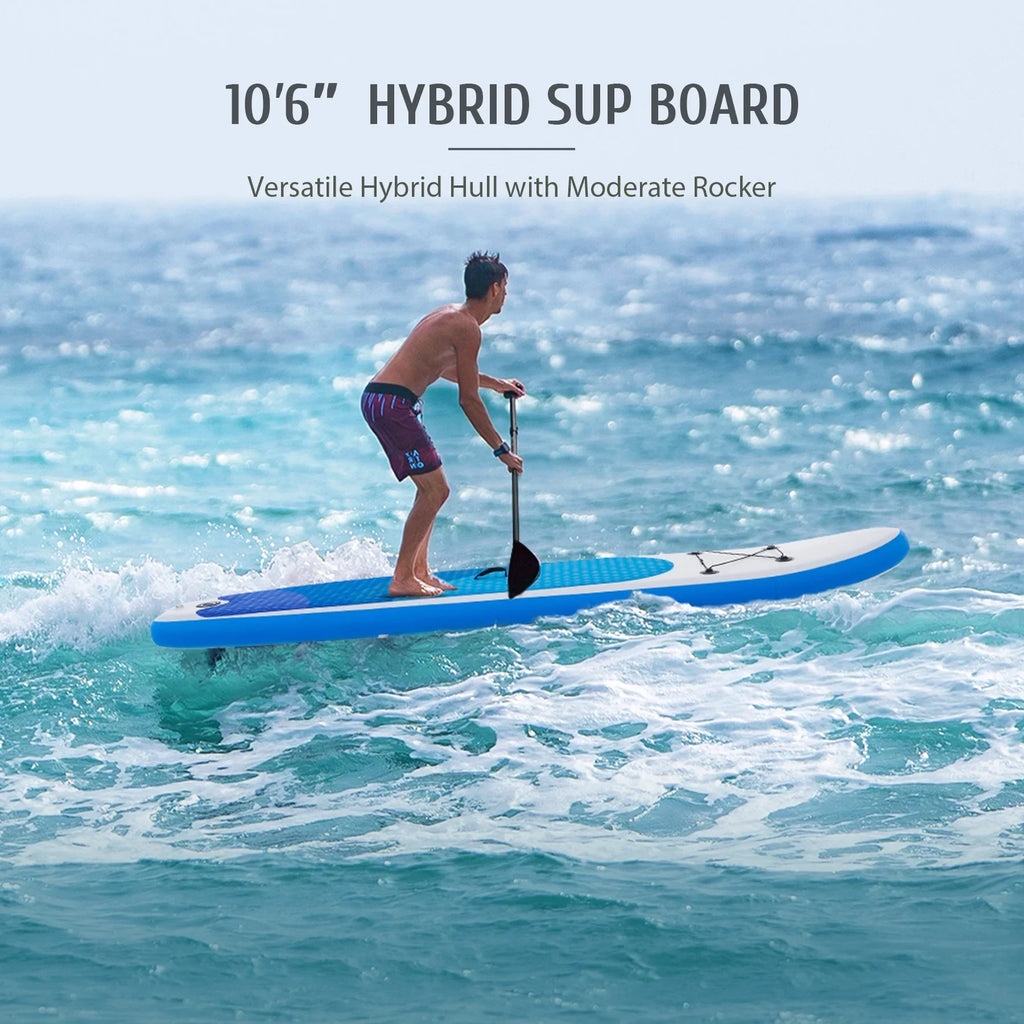 Preenex 10'6" Hybrid Paddle Board for Adults Inflatable  Board w Accessory Set, Blue