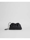 Women's Black Solid Leather Single Strap Clutch Handbag Purse
