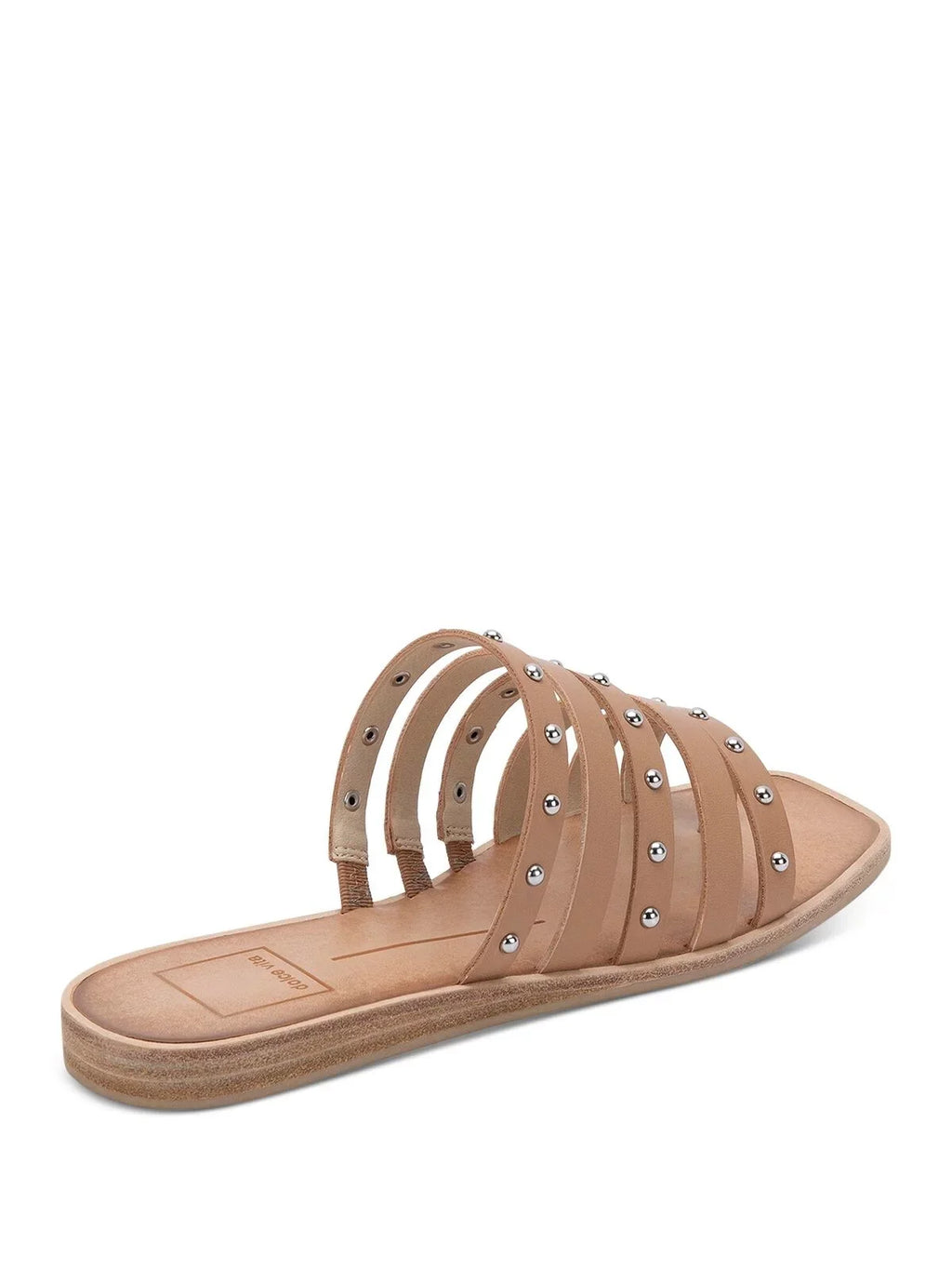 Womens Beige Toe-Loop Kaylee Square Toe Block Heel Slip On Slide Sandals Shoes 7