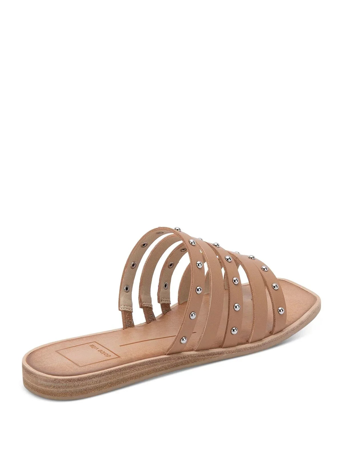 Womens Beige Toe-Loop Kaylee Square Toe Block Heel Slip On Slide Sandals Shoes 7