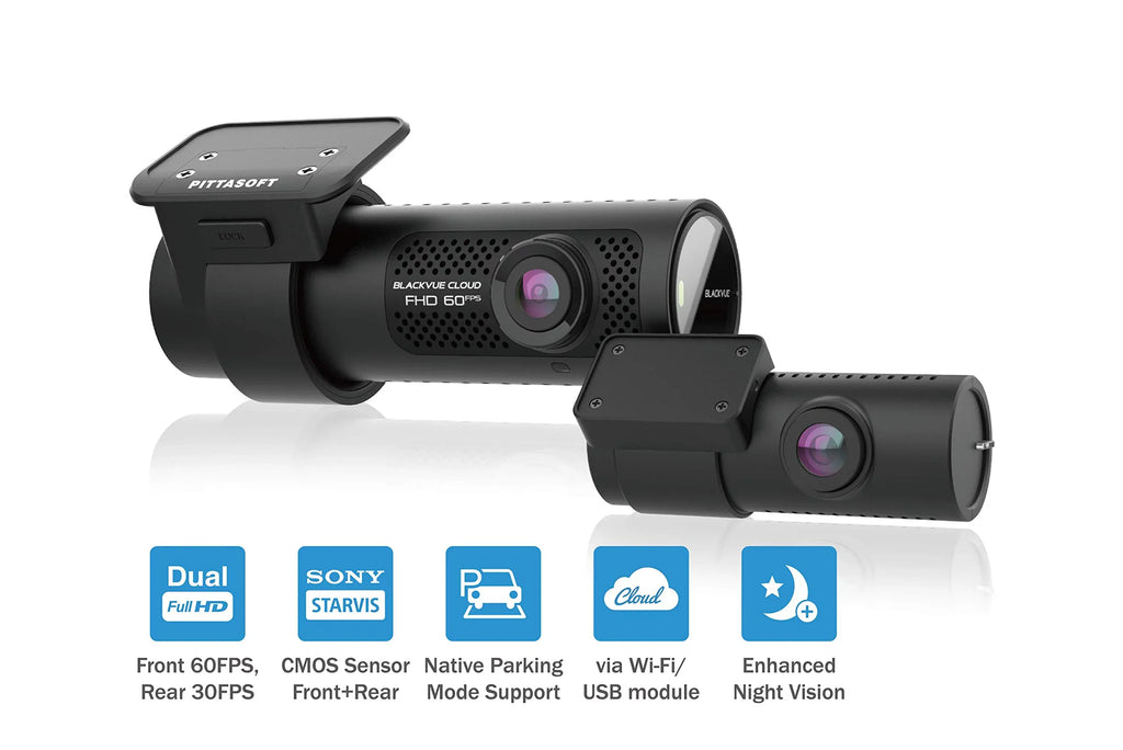 BlackVue -2CH Plus 64GB | Dual Full  Cloud Dashcam | Back-Illuminated  Image Sensor | Built-in Wi-Fi, , Parking Mode Voltage Monitor |  via Optional  Module