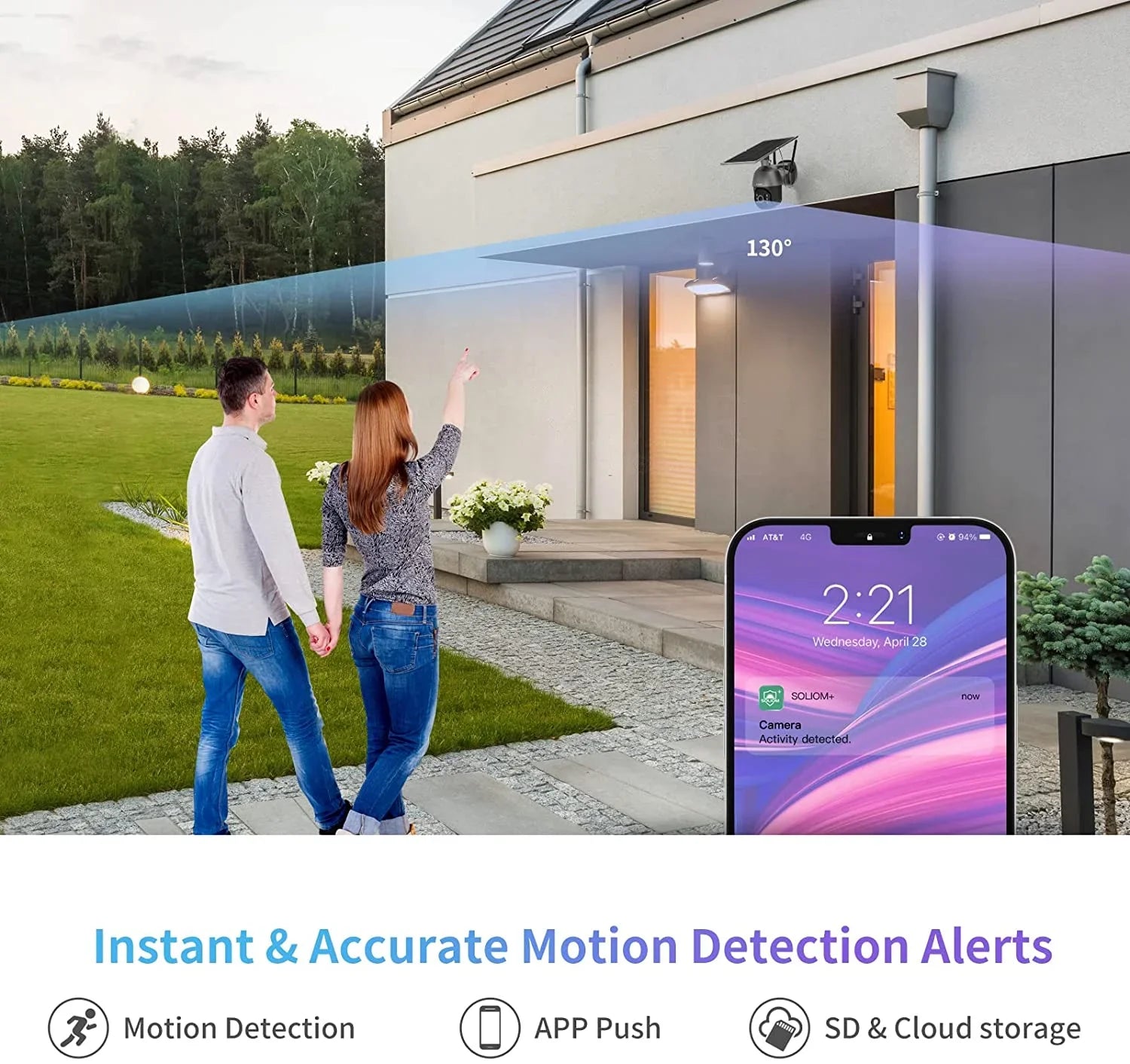 Soliom 3G/4G  Outdoor Security Camera Wireless,Pan Tilt 360°View Spotlight,1080P , Motion,No Wifi,Rechargeable Batteries,-4G