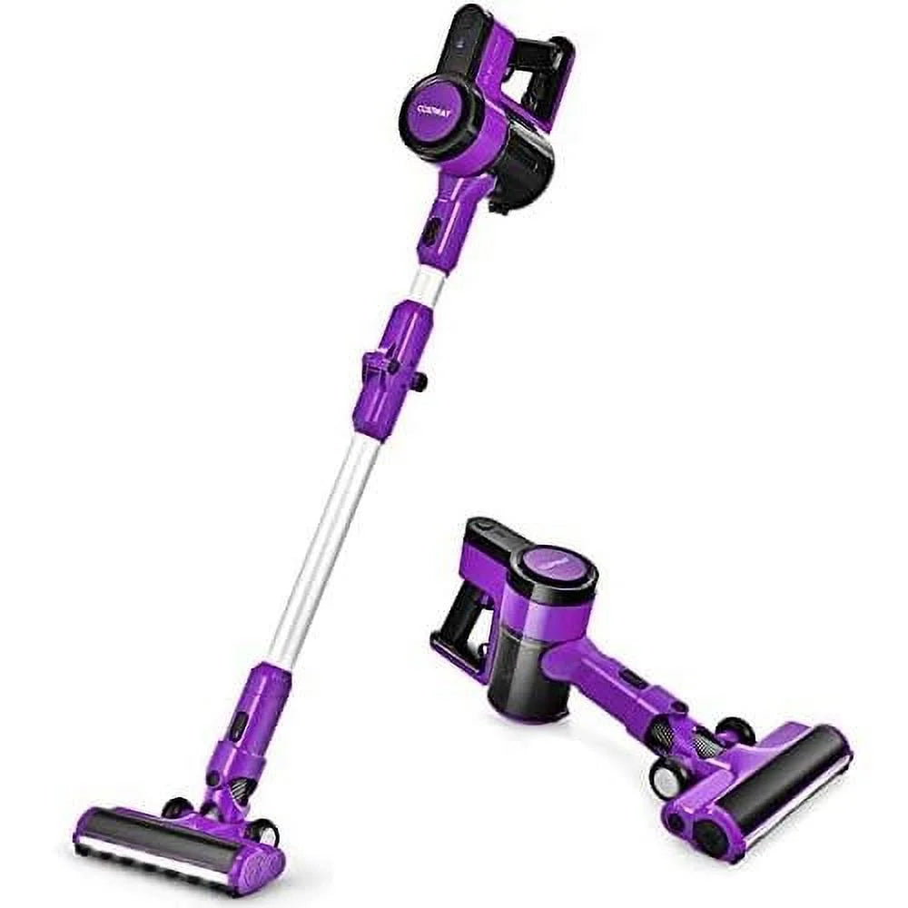 Cordless Vacuum Cleaner, 3-In-1 Handheld Stick Vacuum With 45-Minute Runtime & 2000Mah Rechargeable Battery, Wall-Mounted Lightweight Vacuum For Car, Pet Hair, Hard Floor & Carpet (Purple)