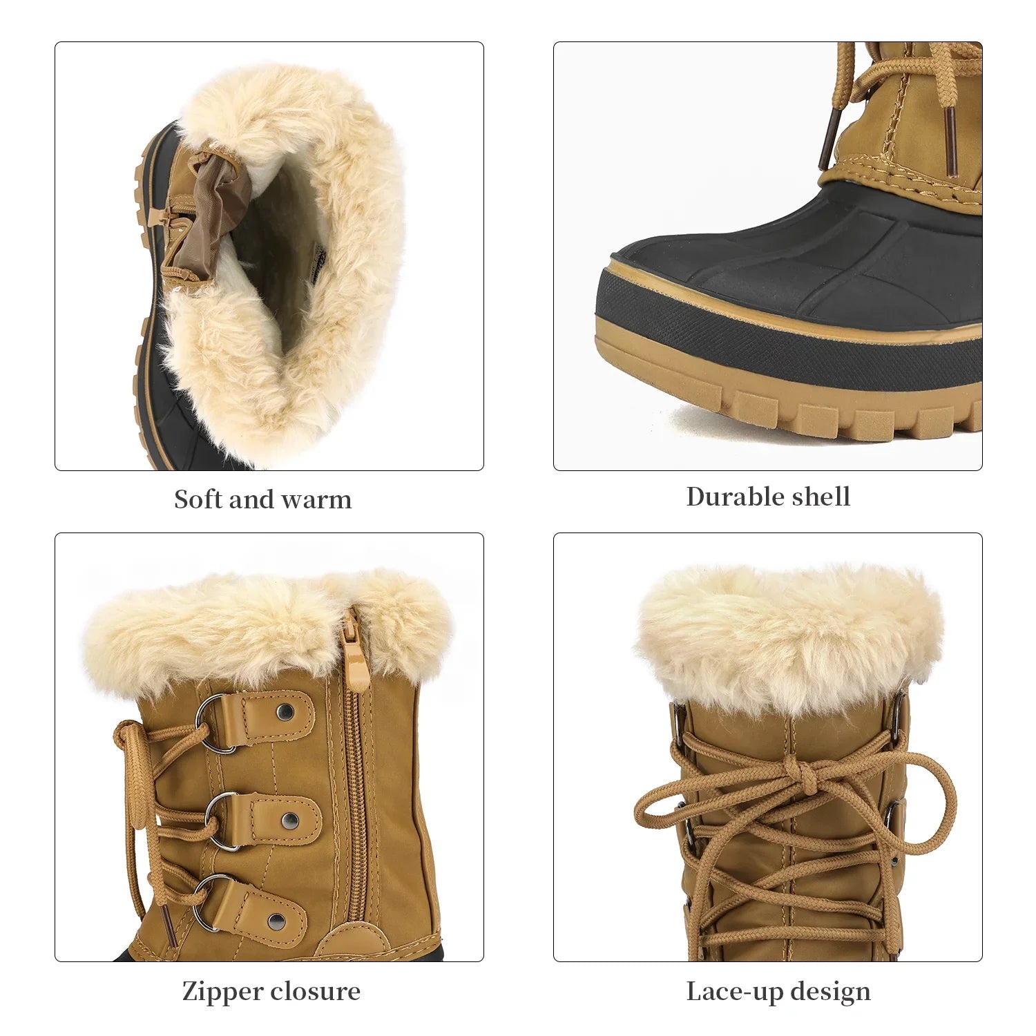 Dream Pairs Boys Girls Toddler Kids Ankle Winter Snow Boots Faux Fur-Lined Soft Boots Shoes Warm   Size 1 Little Kid