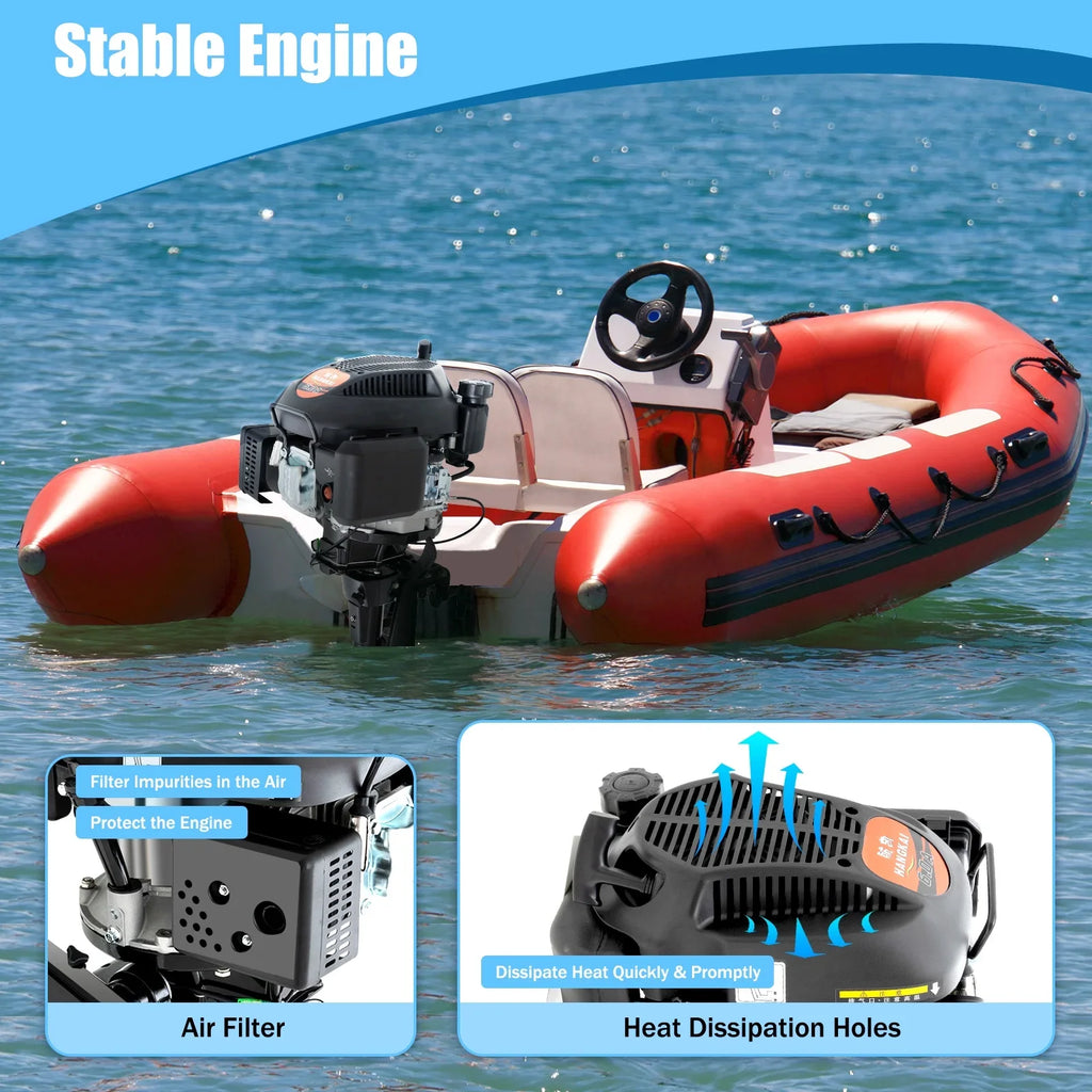 Fichiouy 6  4 Stroke Outboard Motor Engine Tiller Shaft Boat Engine Air Cooling 2500rpm with  Water Air Cooling System 1:1.5