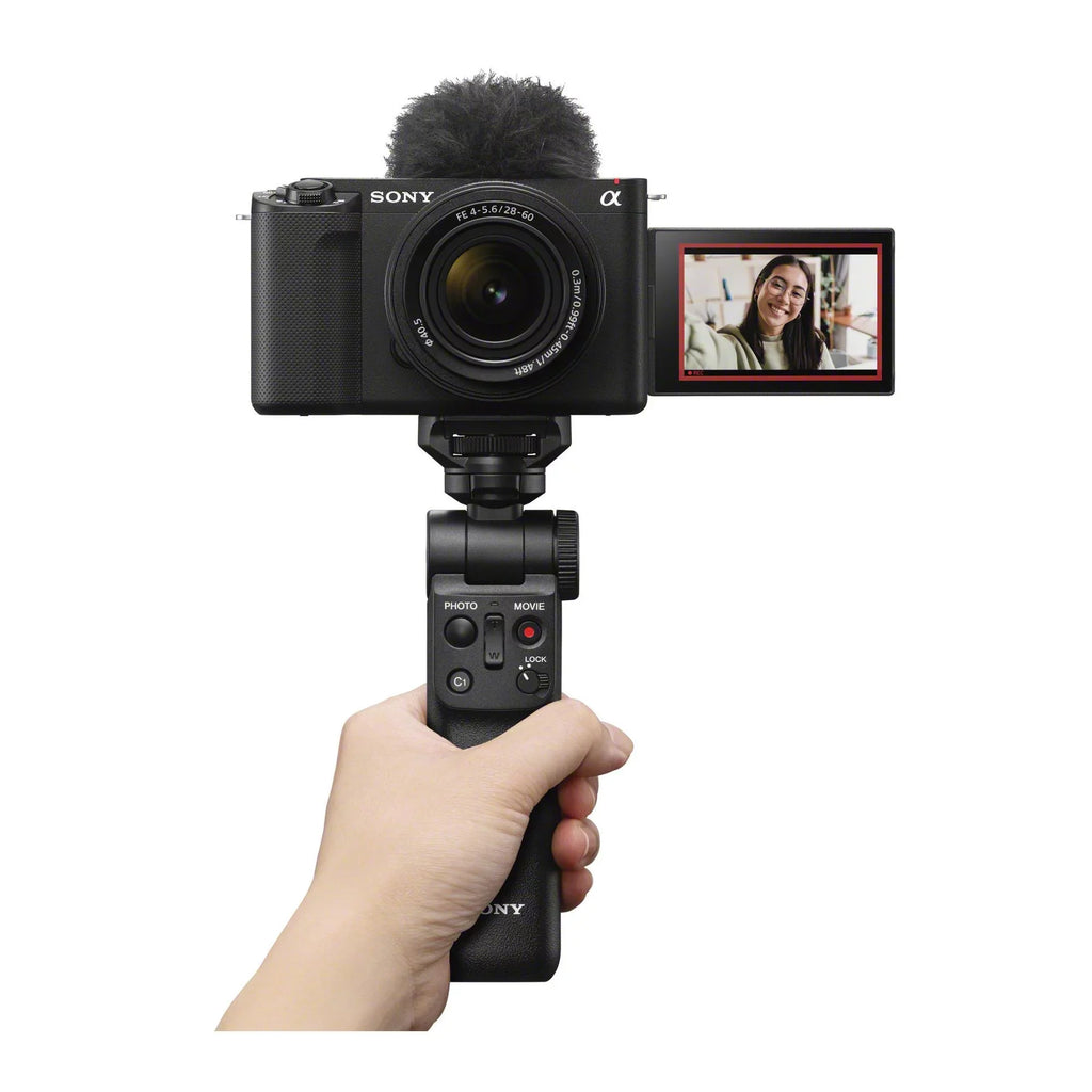 Sony Alpha - Mirrorless Camera with 50mm Lens, Grip, and Mic (Black) Kit