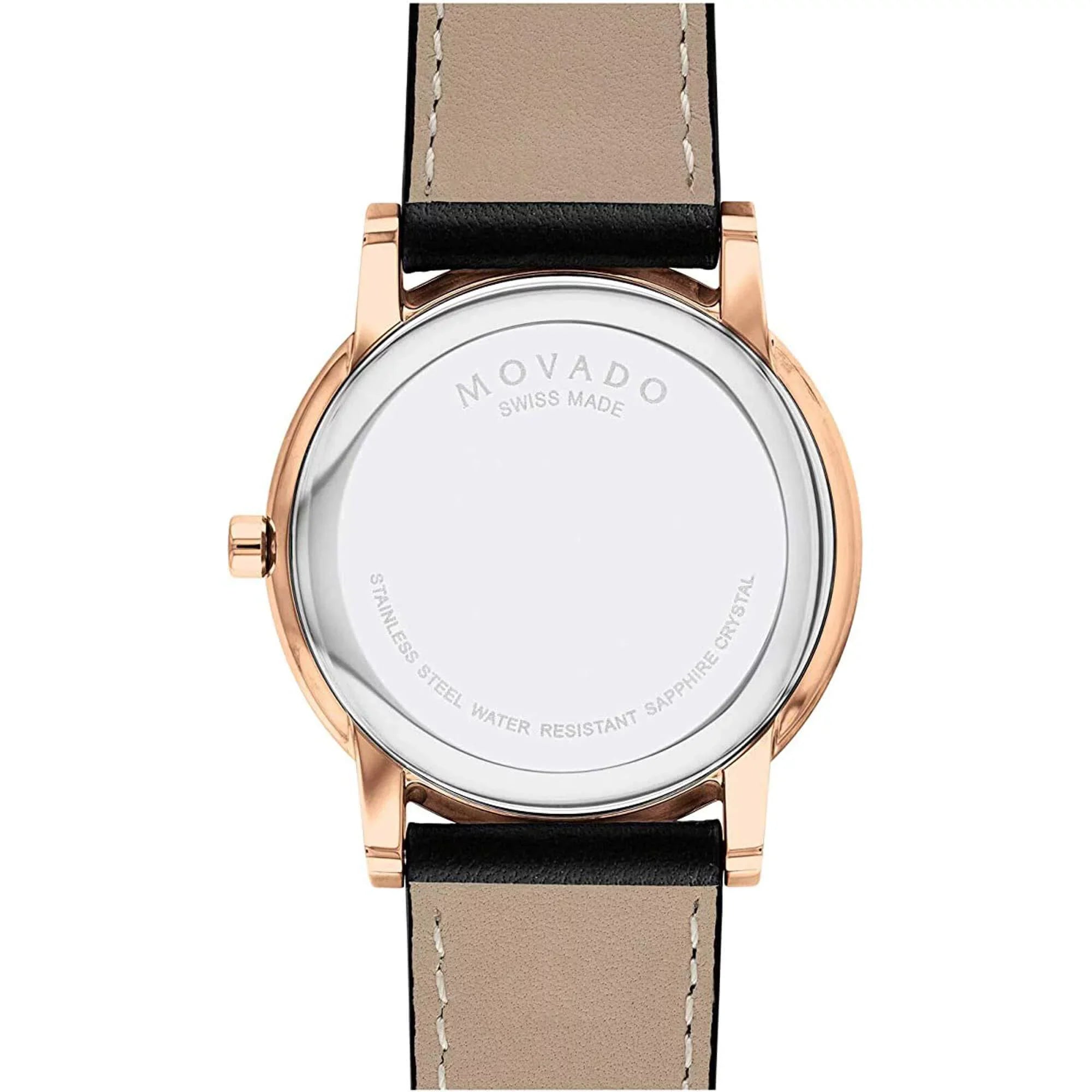 Movado 0607315 Rose Gold Museum Classic Black Leather Men's Watch