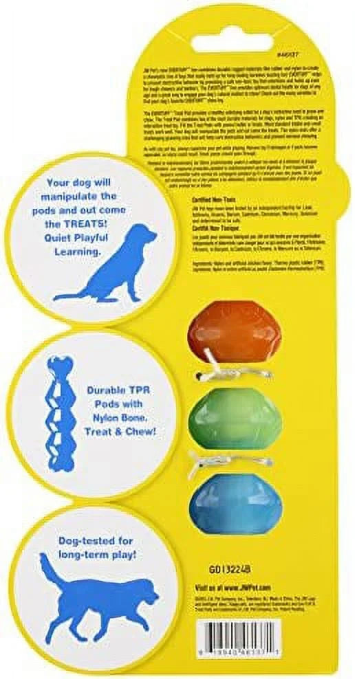 Pet EverTuff Treat Pod Nylon Dog Toy, Small, White Bone with Colored Pods of Orange, Green, Blue