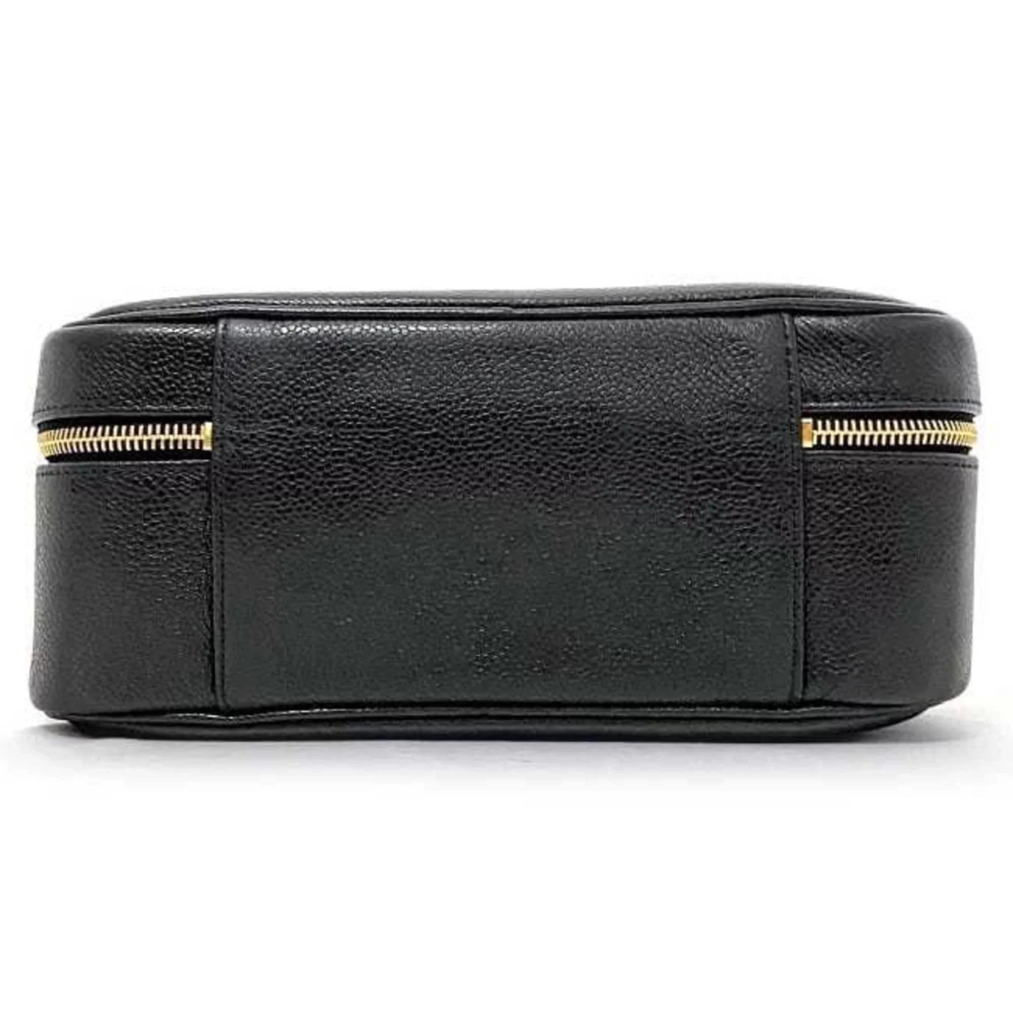 Pre-Owned Chanel Handbag Vanity Bag Black Gold Cocomark  Leather  Caviar Skin 4th  Stitch (Good)