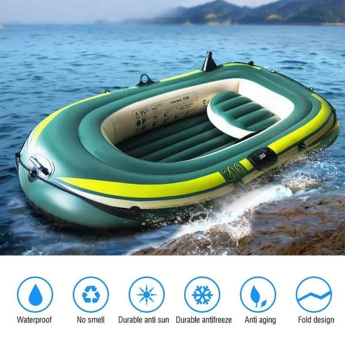 Eastbuy Green  Inflatable Two/Three Person Rowing Air Boat Fishing Drifting Diving Tool