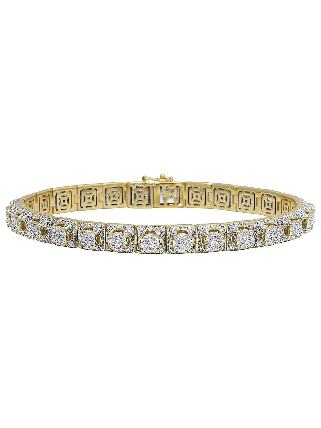 Men's 10K Yellow Gold Diamond 8MM Cluster Bracelet 6.6  8.5"
