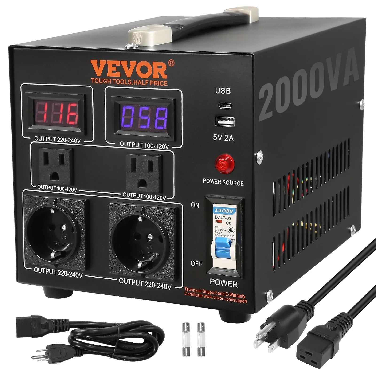 2000W Voltage Converter Transformer Step Up/Down 220V-110V /110V-220V
