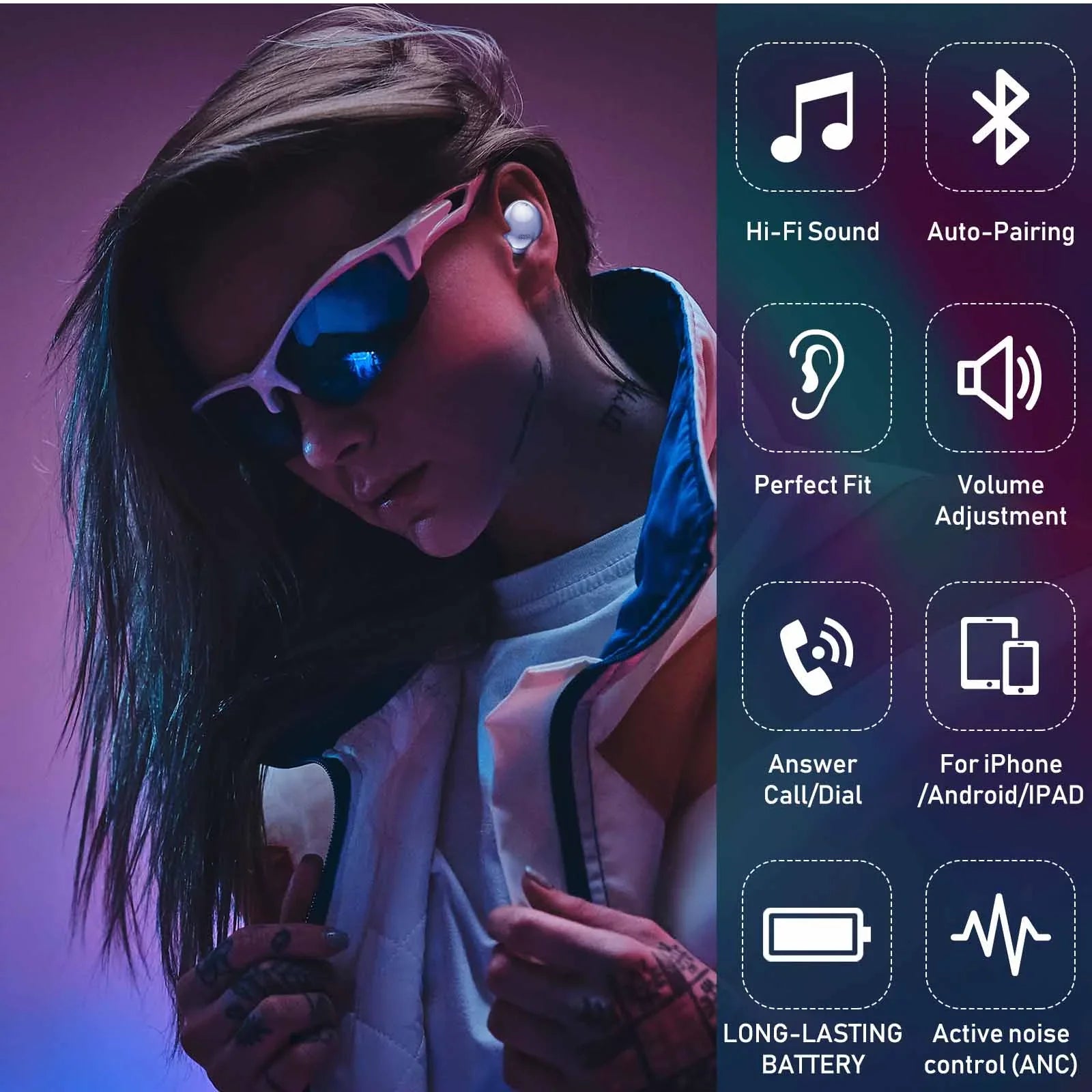 UrbanX Street Buds Pro Bluetooth Earbuds for Vodafone Smart  True Wireless, Noise Isolation, Charging Case, Quality Sound, Water Resistant ( Version) - Amethyst Purple