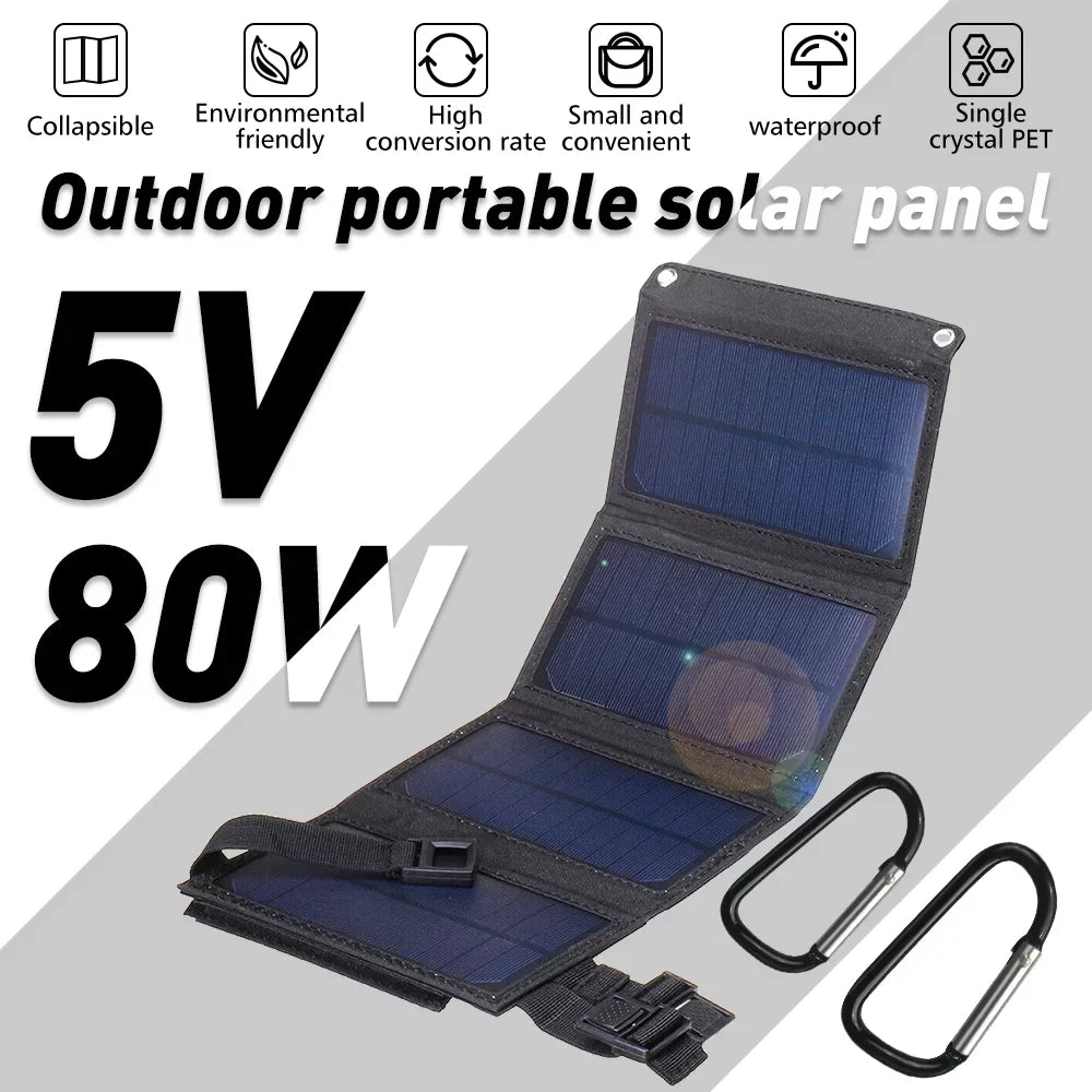 80W Solar Panel Foldable Suitable for Portable Power Station, iPhone, Ipad, Laptop,  Port, Suitable for Outdoor Camping Caravan  Travel