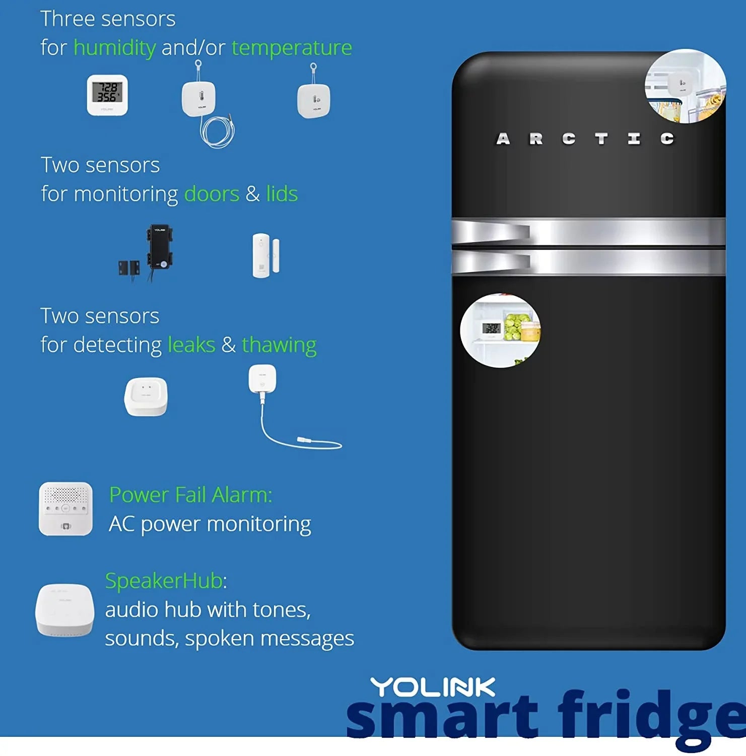 Smart Wireless Temperature / Humidity Sensor Wide Range (-22 to 158 degrees) for Freezer Fridge Monitoring Pet Cage/Tank Monitoring Smartphone Alerts, Works with Alexa , 2 Pack - Hub Included