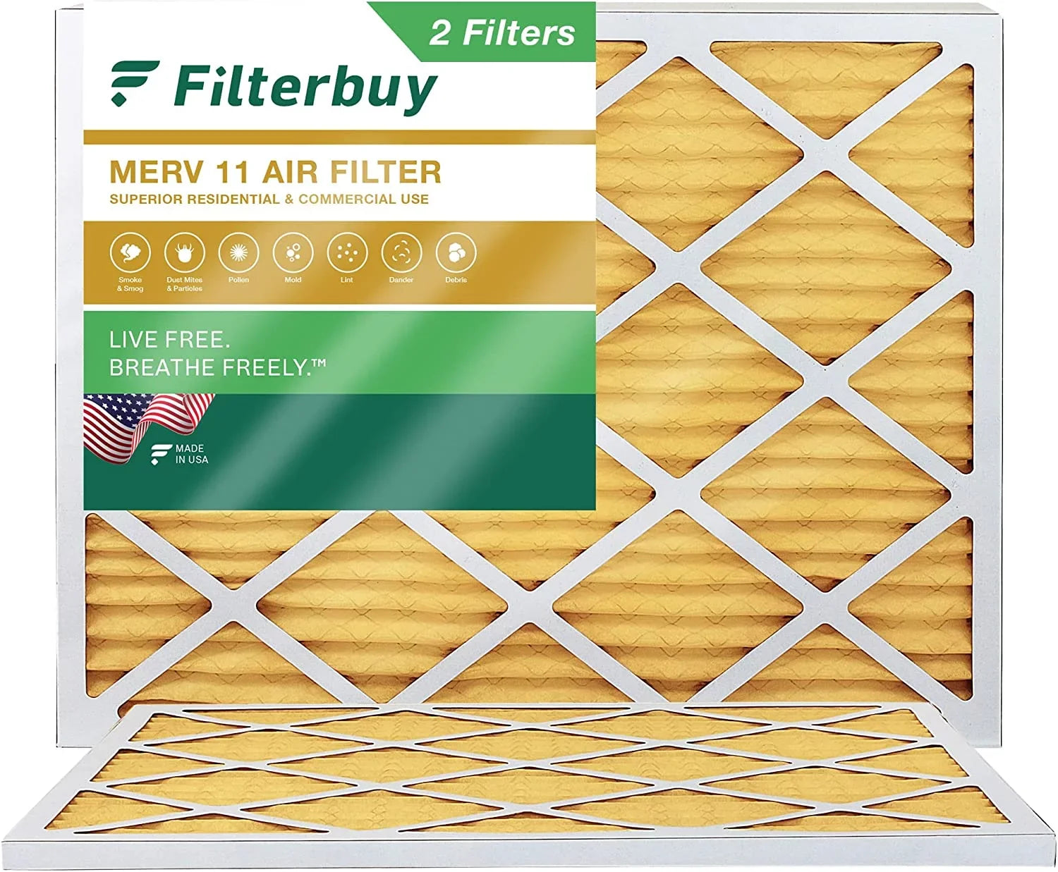 Filterbuy 15x19x1  11 Pleated   Furnace Air Filters (2-Pack)