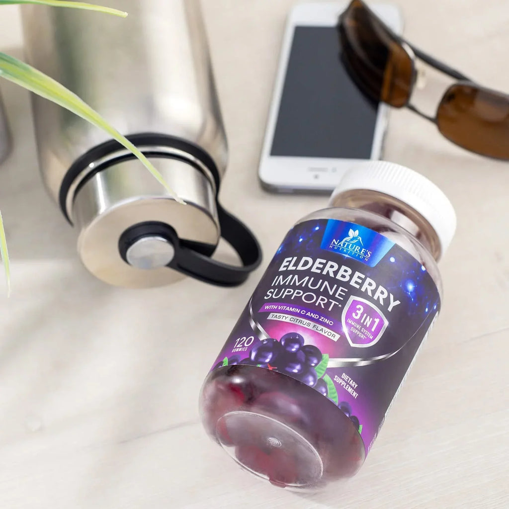 Nature's Sambucus Elderberry Gummies Immune Gummies with Vitamin  and Zinc, Immune Support Gummy Vitamin Supplement, Black Elderberry for Adults & Kids - Gluten Free Non- - 120 Gummies