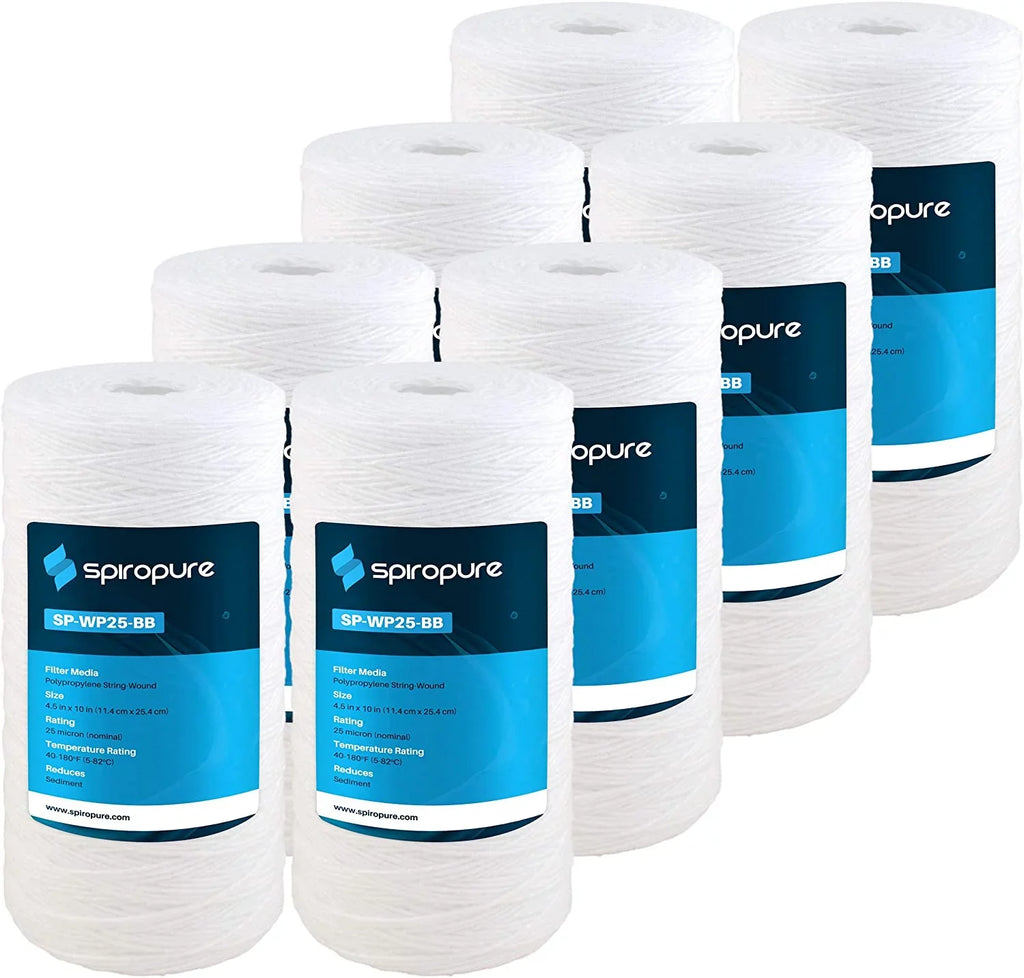 SpiroPure -- 10x4.5 25 Micron String-Wound Polypropylene Water Filter Cartridge  355216-43 - (Case of 8)