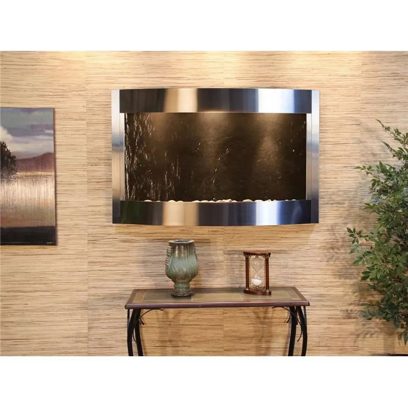 Adagio  Calming Waters Stainless Steel Black Featherstone Wall Fountain