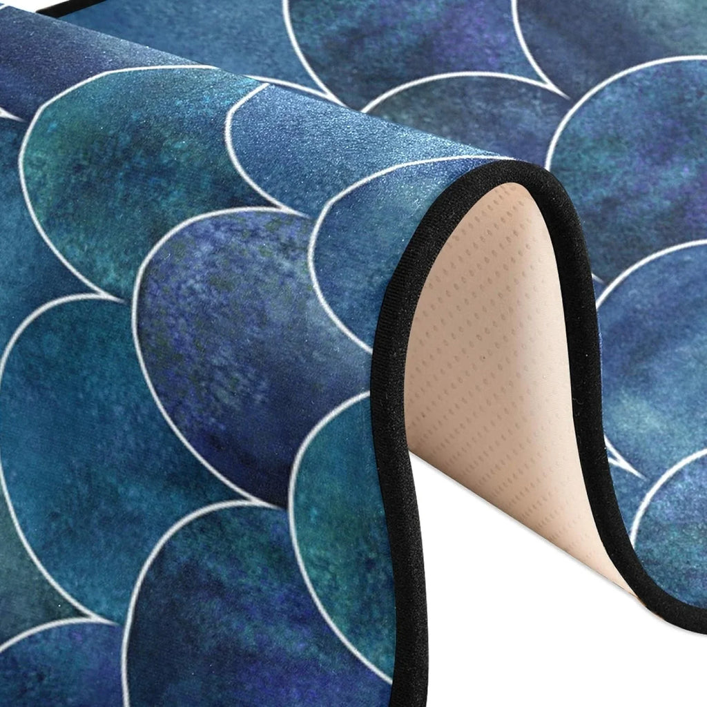 Kitchen Rugs and Mats Non-Skid Washable Runner Rugs Fish Scale Ocean Wave Japanese Long 72x24 inch for Floor Cushioned Hallway Entryway Indoor 2x6